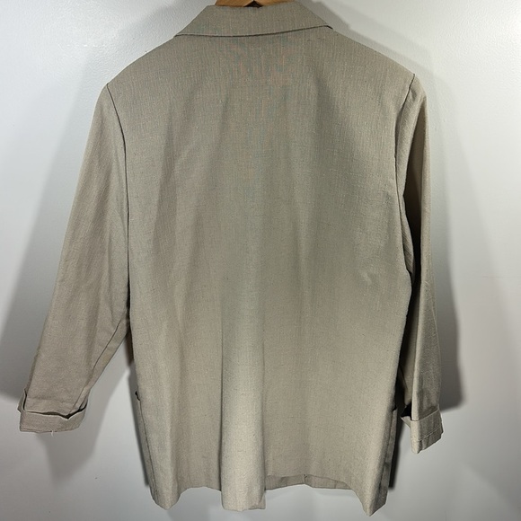 Laura Tyler Vintage Blazer Suit Jacket Taupe Oversized Baggy Cropped Sleeve - Picture 7 of 8